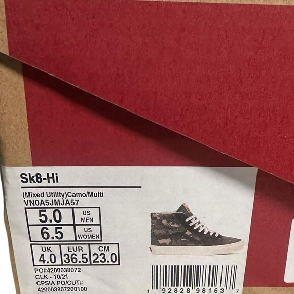 VANS Sk8-Hi Mixed Utility Camo Sneakers Men’s 5 Women’s 6.5 New in Box - Picture 13 of 16